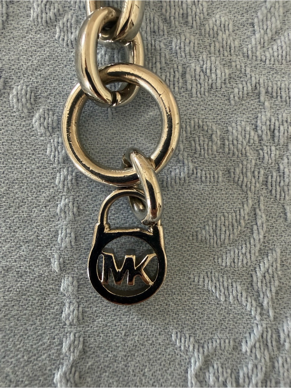Michael Kors Silver and Black MK Padlock Charm Necklace
